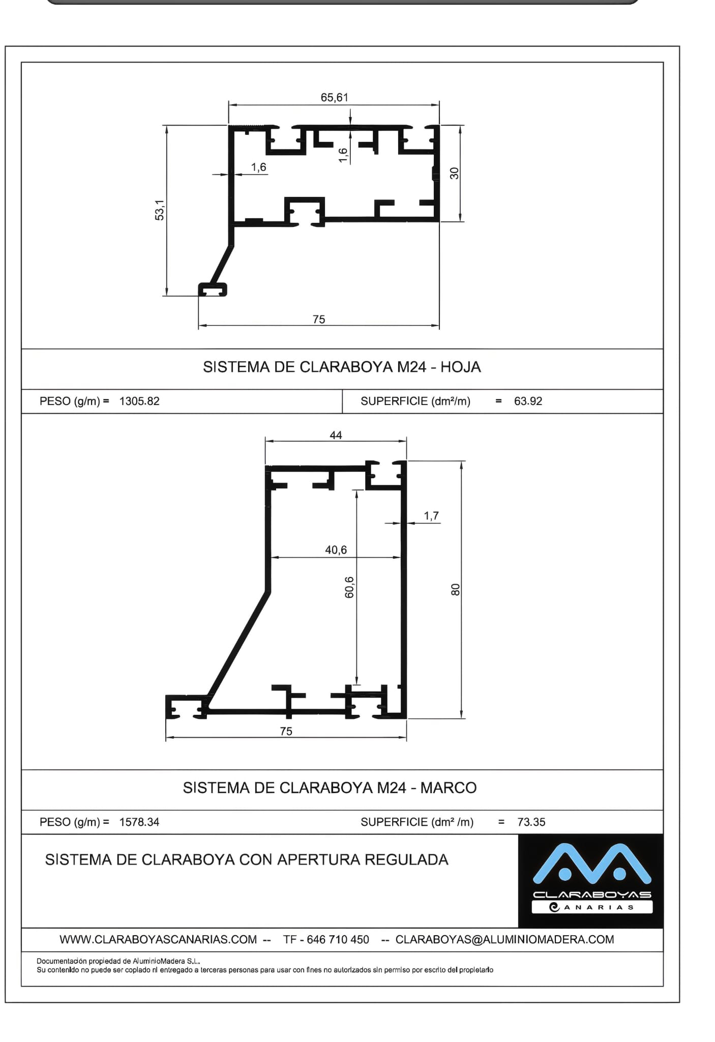Sistema de Claraboya M24-Marco